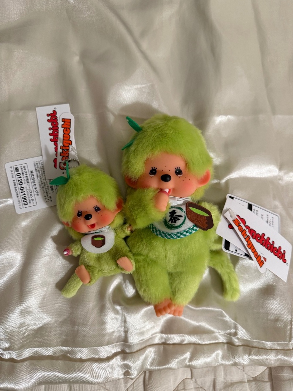 Monchhichi Matcha 7 inch and big face matcha Plush Keychain. Set of 2